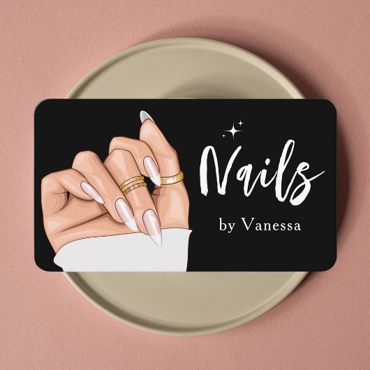 Elegante Nail Artist Salon Qr Code Business Card Visitenkarte