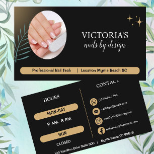 Elegante Nail Black Gold Business Card Visitenkarte