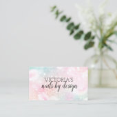 Elegante Nail Tech Pastels Glitzer Business Card Visitenkarte (Stehend Vorderseite)