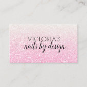 Elegante Nail Tech Pink Glitzer Business Card Visitenkarte (Vorderseite)