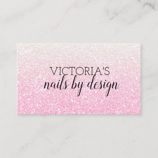 Elegante Nail Tech Pink Glitzer Business Card Visitenkarte (Vorderseite)