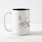 Elegante Name Blume Zeile Schwarz-weiß Zweifarbige Tasse (Links)