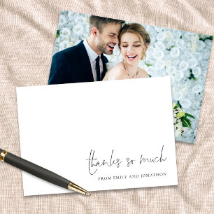 Elegante Name Script Foto Hochzeit Vielen Dank Mitteilungskarte