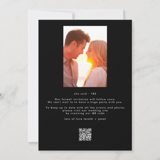 ELEGANTE NAMEN | Foto QR Code Gerettet Datum Einladung (Rückseite)