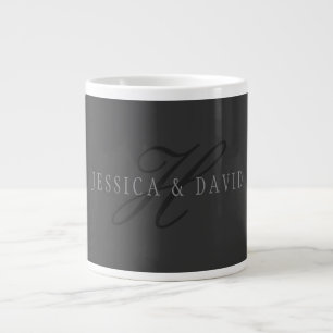 Elegante Namen & Monogramm Dunkle & helle Grautö Jumbo-Tasse