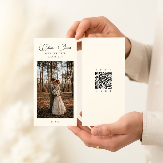 Elegante Namen | Skript-Lesezeichen-QR-Code Save The Date