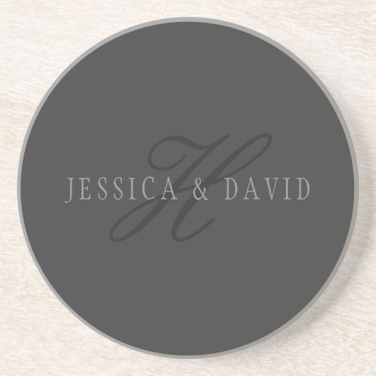 Elegante Namen und Monogramm | Dunkle und helle Gr Getränkeuntersetzer (Vorne)