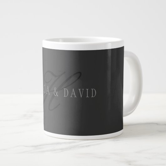 Elegante Namen und Monogramm | Dunkle und helle Gr Jumbo-Tasse (Vorderseite Rechts)