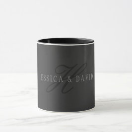 Elegante Namen und Monogramm | Dunkle und helle Gr Tasse