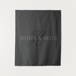 Elegante Namen und Monogramm Dunkle und helle Gr Wandteppich