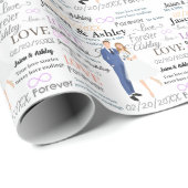 Elegante Namen von Braut und Gräuel/Datum Geschenkpapier (Rolleneckpunkt)