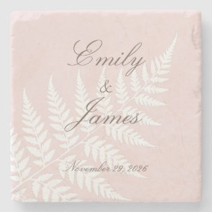 Elegante Namen von Brautpaaren Blush Pink Weiße Fa Steinuntersetzer
