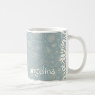 Elegante Namens-Blumen-Tasse in Salbeigrün Kaffeetasse