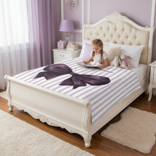 Elegante Namensdecke mit Pflaumen-Schleife Fleecedecke