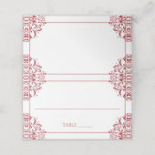 Elegante Namenskarten für Hochzeiten | Nadine (rot Platzkarte (Außenseite Aufgefaltet)