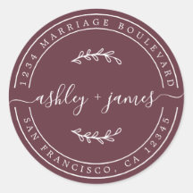 Elegante Names Burgundy Wedding Rücksendeadresse