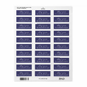 Elegante Names Navy Blue Wedding Rücksendeadresse (Vorne)