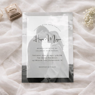 Elegante NAMES-Schrift Vellum-Overlay-Foto-Hochzei Einladung