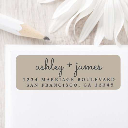 Elegante Names Shiitake Gray Wedding Rücksendeadre (Insitu)