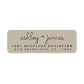 Elegante Names Shiitake Gray Wedding Rücksendeadre (Vorne)