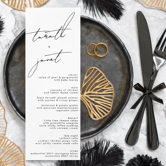 Elegante NAMES | Stilvolle Schwarz-Weiß-Hochzeit Programm