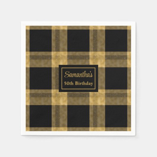 Elegante Napkins Black Gold Glitzer Custom Wedding Serviette (Vorderseite)