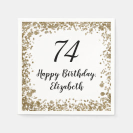 Elegante Napkins zum 74. Geburtstag mit Gold-Sequi Serviette