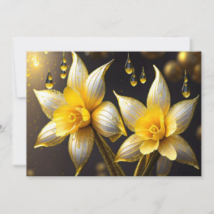 Elegante Narzissen mit Goldakzenten, Ostern Feiertagskarte