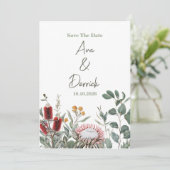 Elegante Native Floral Save the Date Card (Stehend Vorderseite)