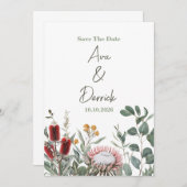 Elegante Native Floral Save the Date Card (Vorne/Hinten)
