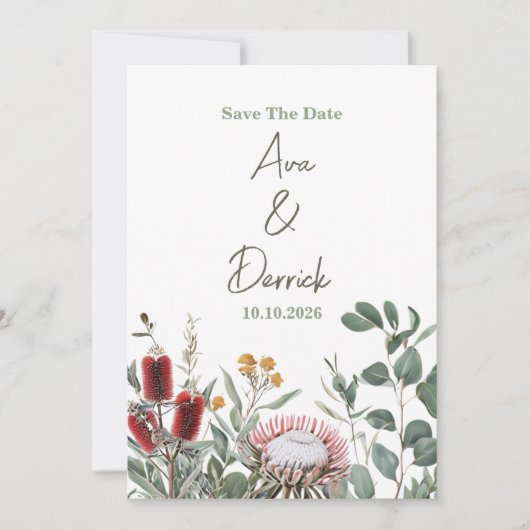 Elegante native Floral Save-the-Date-Karte Save The Date (Vorderseite)