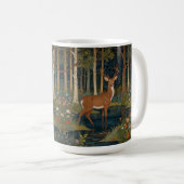 Elegante Natur rustikale Bäume Wald Wald Hirsche Kaffeetasse (VorderseiteRechts)