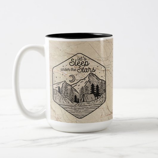 Elegante Nature Beige Marmor Keramik Zweifarbige Tasse (Links)