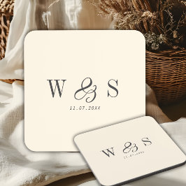 Elegante natürliche Creme erste Hochzeit Paare Getränkeuntersetzer
