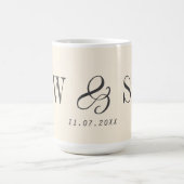 Elegante natürliche Creme erste Hochzeit Paare Kaffeetasse (Mittel)