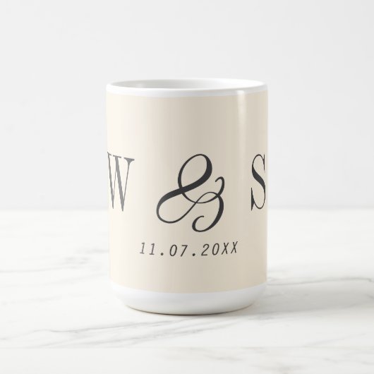Elegante natürliche Creme erste Hochzeit Paare Kaffeetasse (Mittel)
