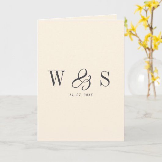 Elegante natürliche Creme erste Hochzeit Paare Karte (Gelbe Blume)