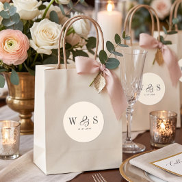 Elegante natürliche Creme erste Hochzeit Paare Runder Aufkleber