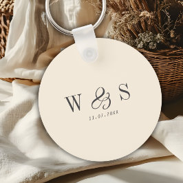 Elegante natürliche Creme erste Hochzeit Paare Schlüsselanhänger