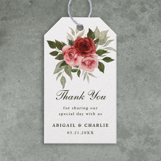 Elegante natürliche florale Hochzeit Weiße Danksag Geschenkanhänger
