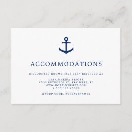 Elegante Nautical Anchor Hochzeitsunterkünfte Begleitkarte