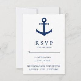 Elegante Nautical Anchor Meal Choice Hochzeit RSVP Karte