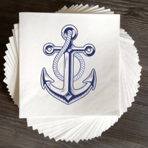 Elegante Nautical Anchor Sailor Navy Blue Wedding Serviette