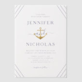 Elegante Nautical Anchor Wedding Pergament Einladungen (Vorderseite)