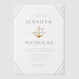 Elegante Nautical Anchor Wedding Pergament Einladungen
