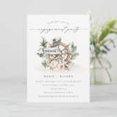 Elegante Nautical Anchor Wheel Floral Verlobung Einladung (Stehend Vorderseite)