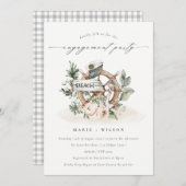 Elegante Nautical Anchor Wheel Floral Verlobung Einladung (Vorne/Hinten)