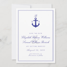 Elegante Nautical Clean Monogram Save the Date Car