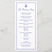 Elegante Nautical Clean Wedding Program Rackkarten Programm (Rückseite)