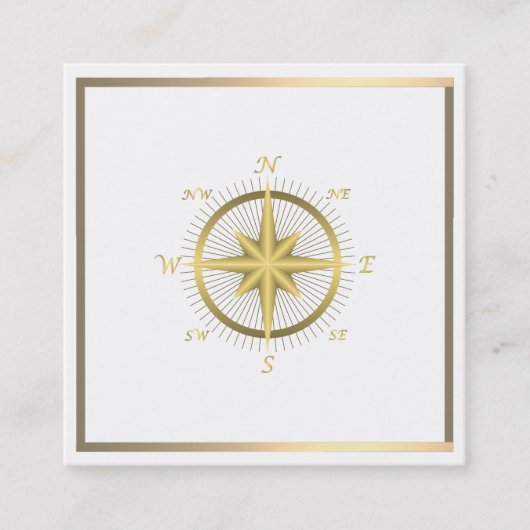 Elegante Nautical Compass Business Card Quadratische Visitenkarte (Vorderseite)